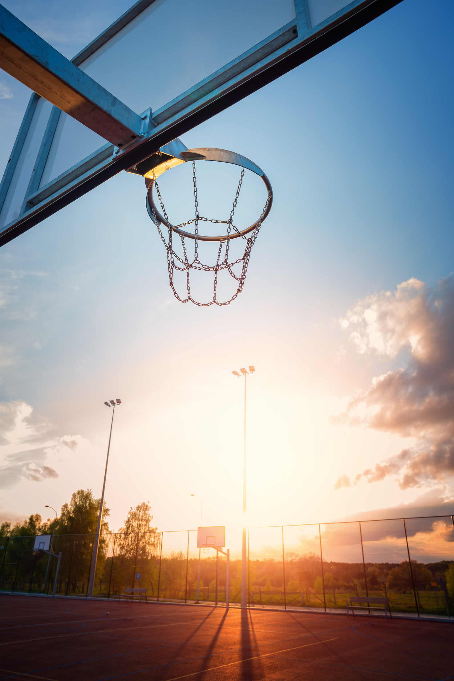 Outdoor basketball court.