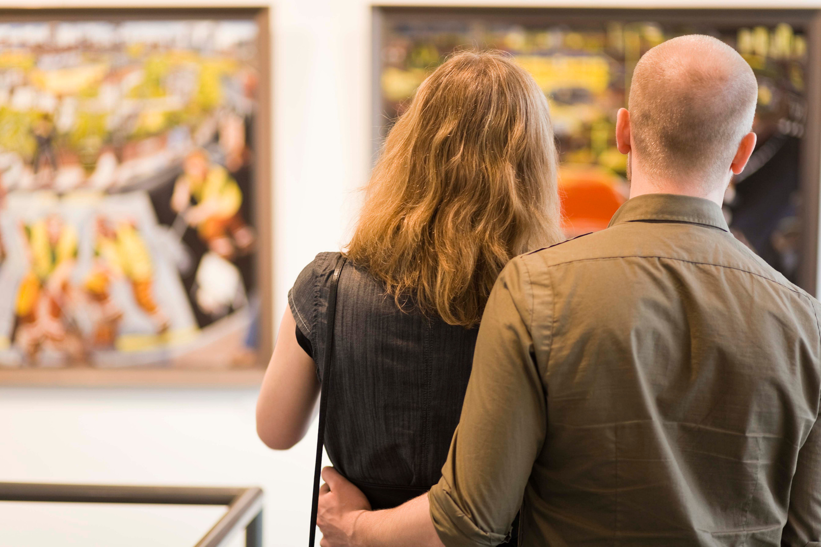 Couple in art gallery